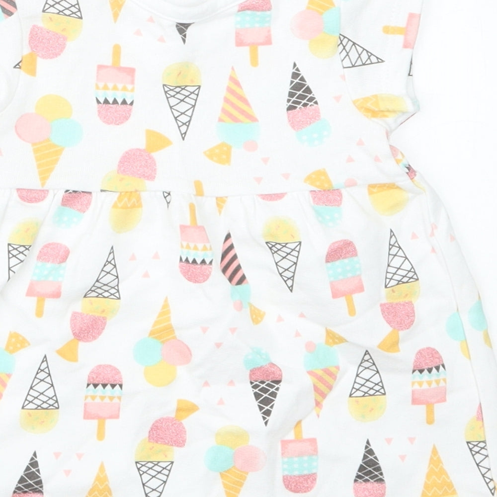 Nutmeg Girls White Geometric  T-Shirt Dress  Size 3-6 Months