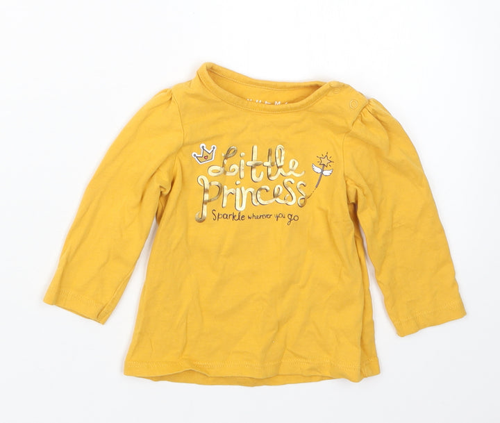 Nutmeg Girls Yellow Basic T-Shirt Size 3-6 Months