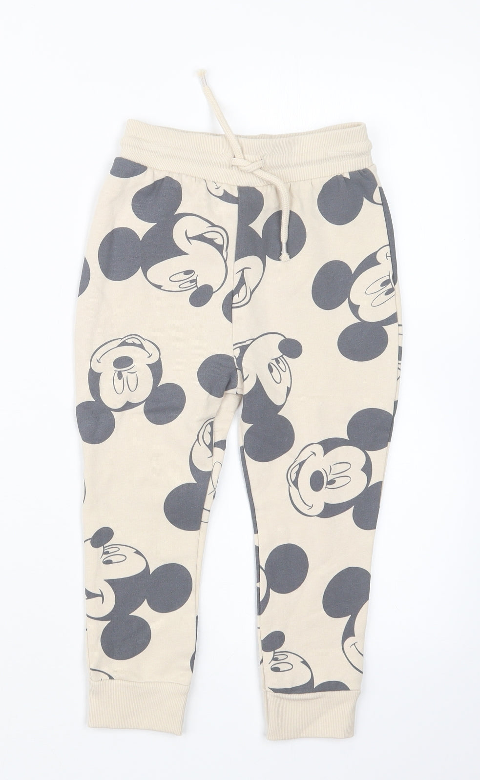 George Boys Beige Geometric  Jogger Trousers Size 2-3 Years - Mickey Mouse