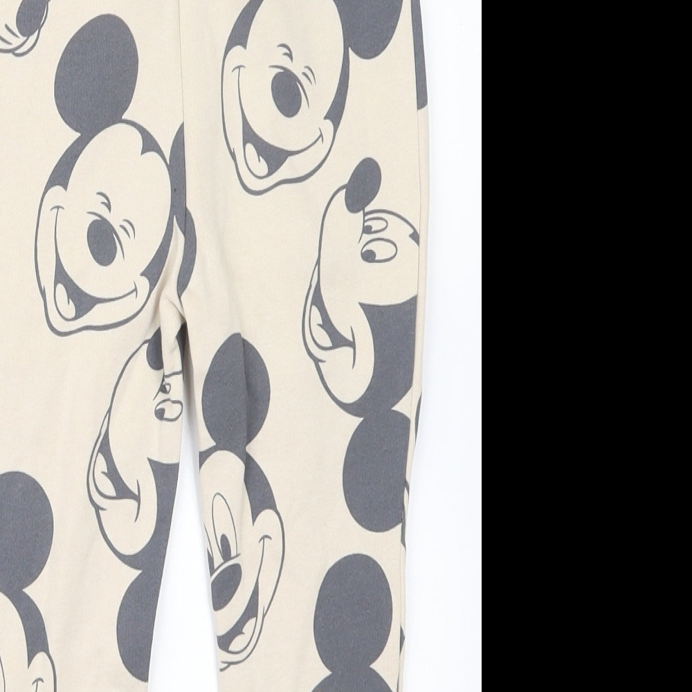 George Boys Beige Geometric  Jogger Trousers Size 2-3 Years - Mickey Mouse