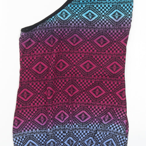 Denim Co Womens Multicoloured Geometric  Basic T-Shirt Size 10