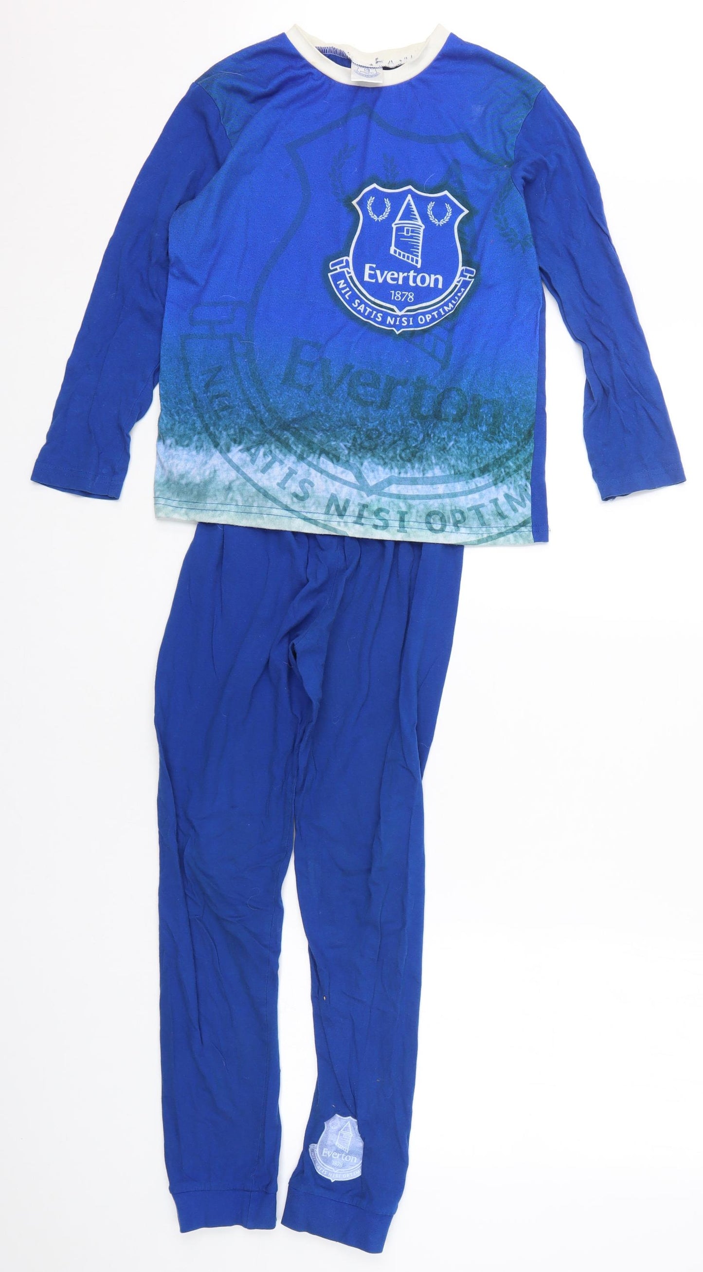 Preworn Boys Blue Solid   Pyjama Set Size 9-10 Years  - Everton