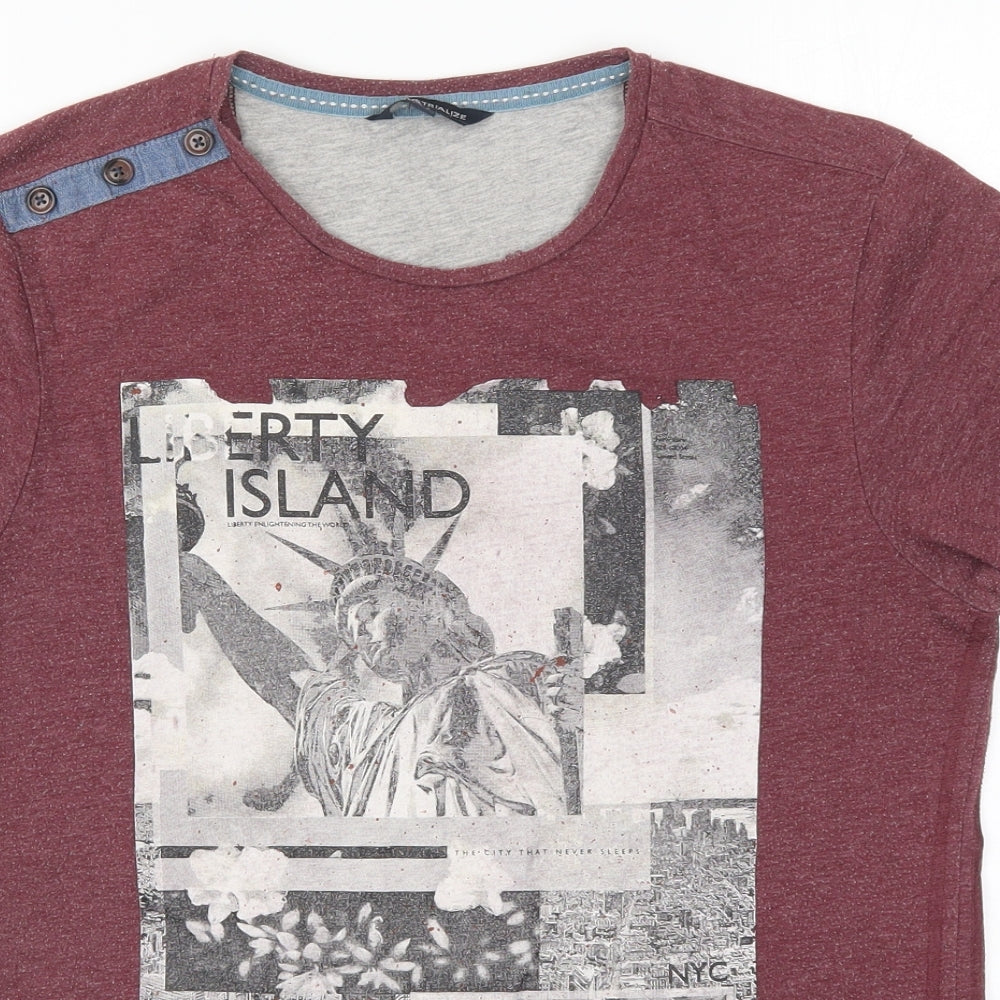 Industrialize Mens Red    T-Shirt Size XS  - Liberty Island