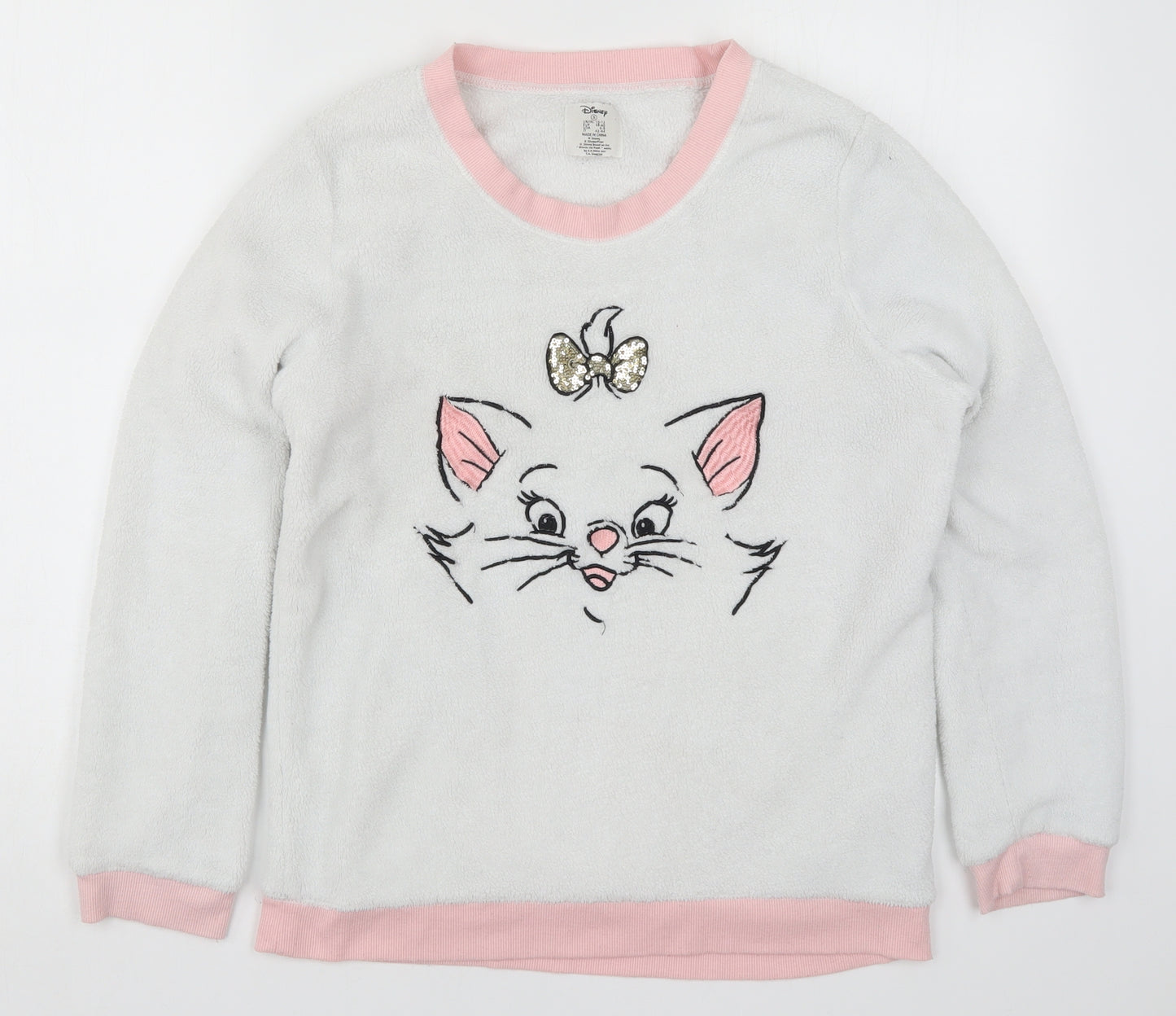 Primark Womens White Solid  Top Pyjama Top Size 10  - Marie The Aristocats