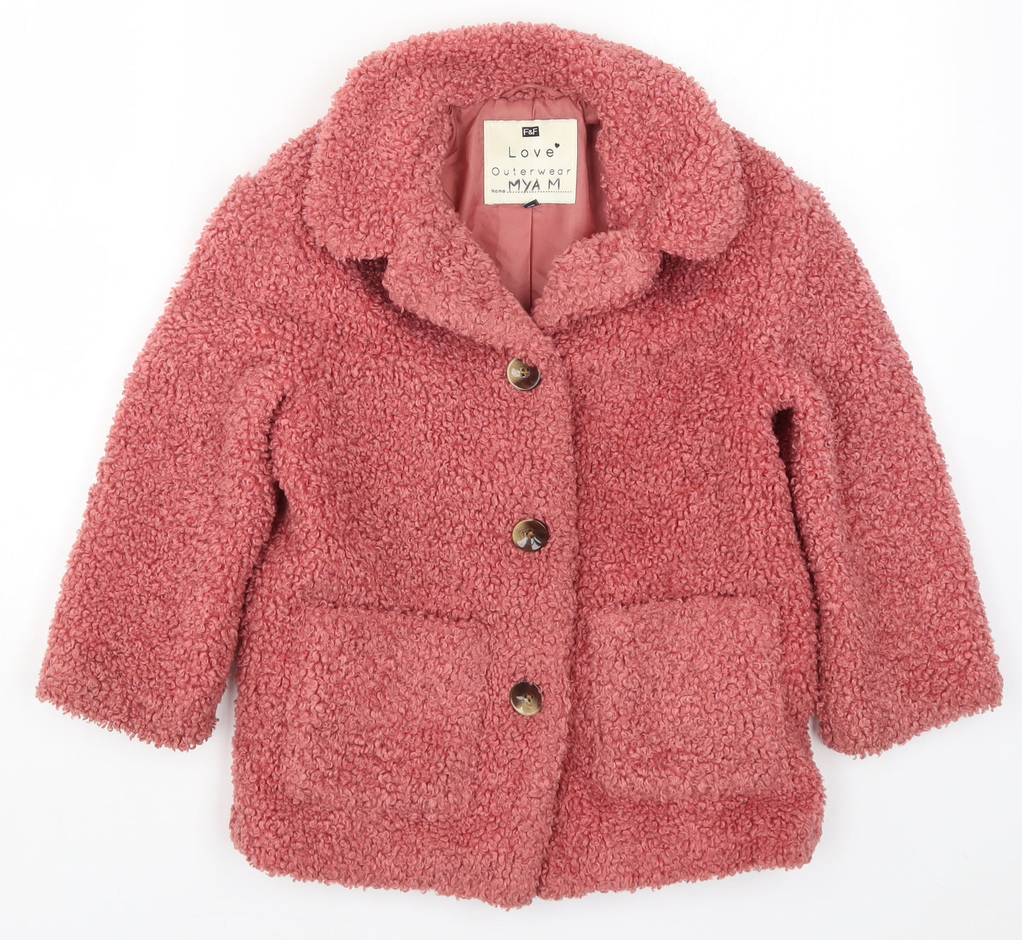 F&F Girls Pink   Basic Coat Coat Size 7-8 Years