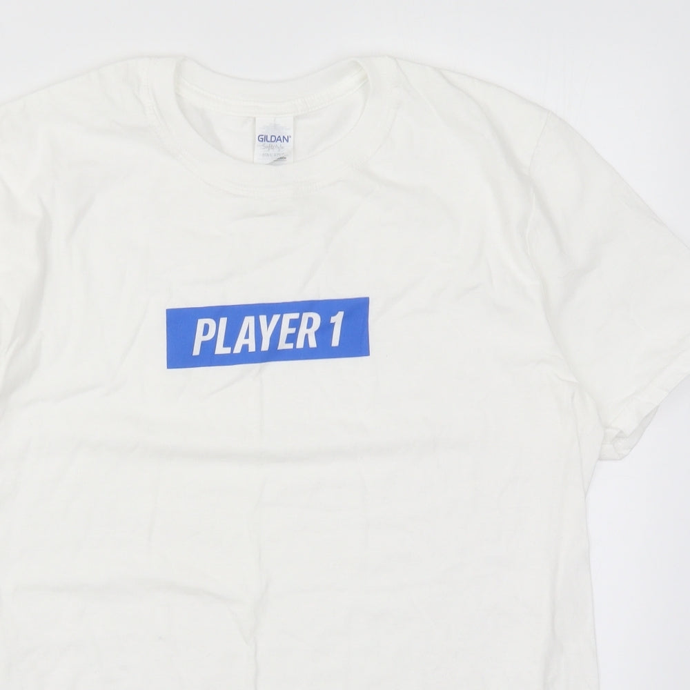 Gildan Mens White    T-Shirt Size M  - Player 1