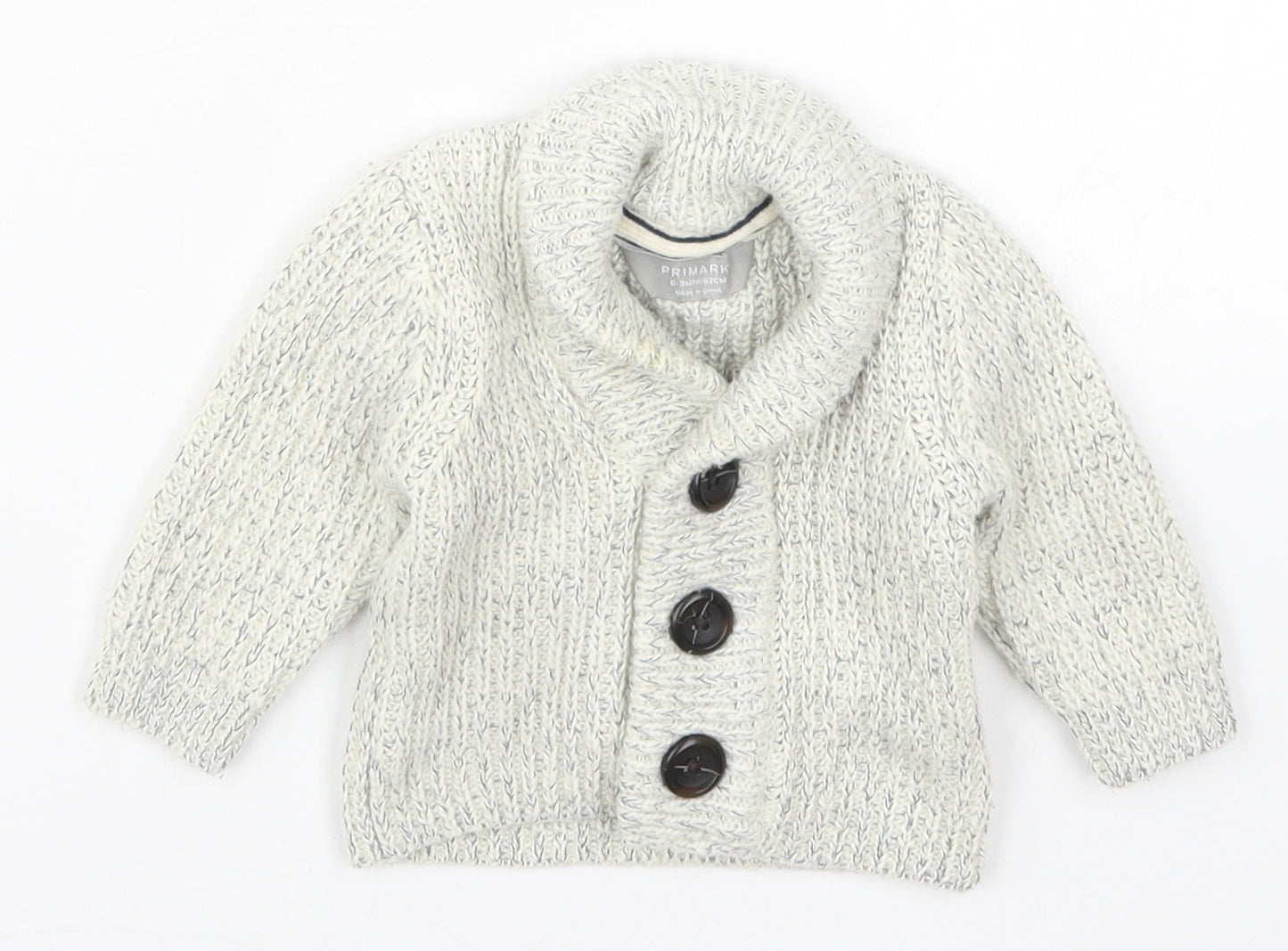 Primark Boys Grey  Knit Cardigan Jumper Size 0-3 Months