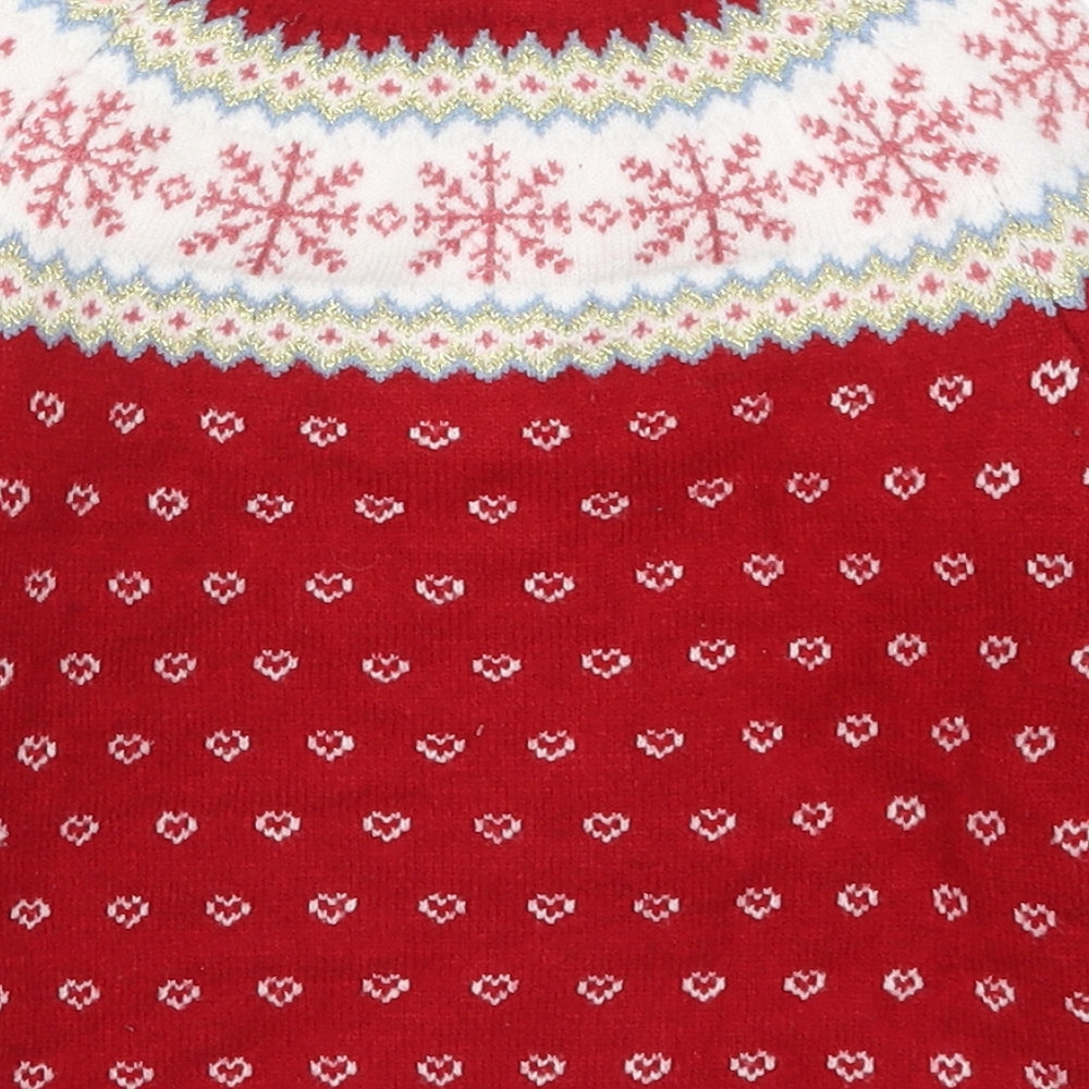 Primark Girls Red Fair Isle Knit Pullover Jumper Size 3-4 Years