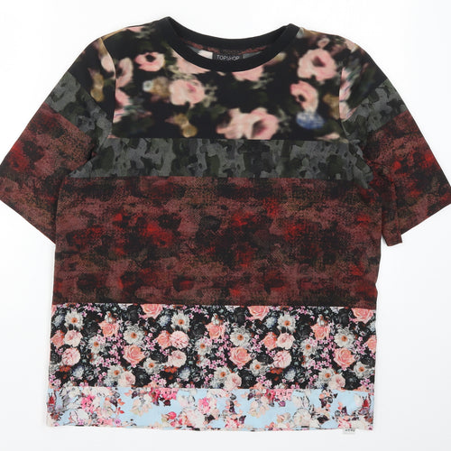 Topshop Womens Multicoloured Floral  Basic T-Shirt Size 8