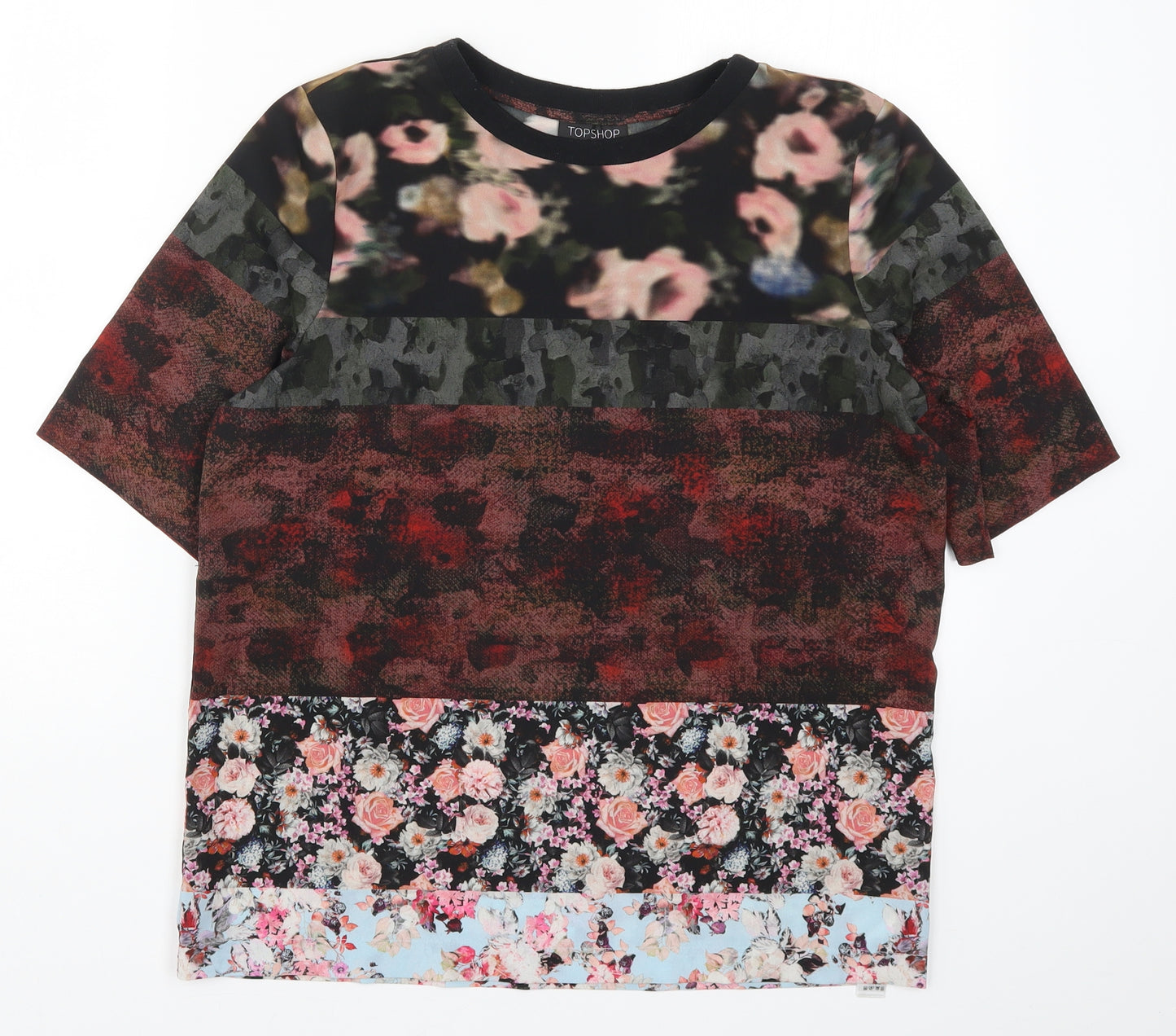 Topshop Womens Multicoloured Floral  Basic T-Shirt Size 8