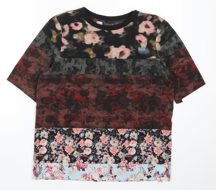 Topshop Womens Multicoloured Floral  Basic T-Shirt Size 8