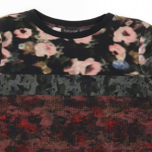 Topshop Womens Multicoloured Floral  Basic T-Shirt Size 8