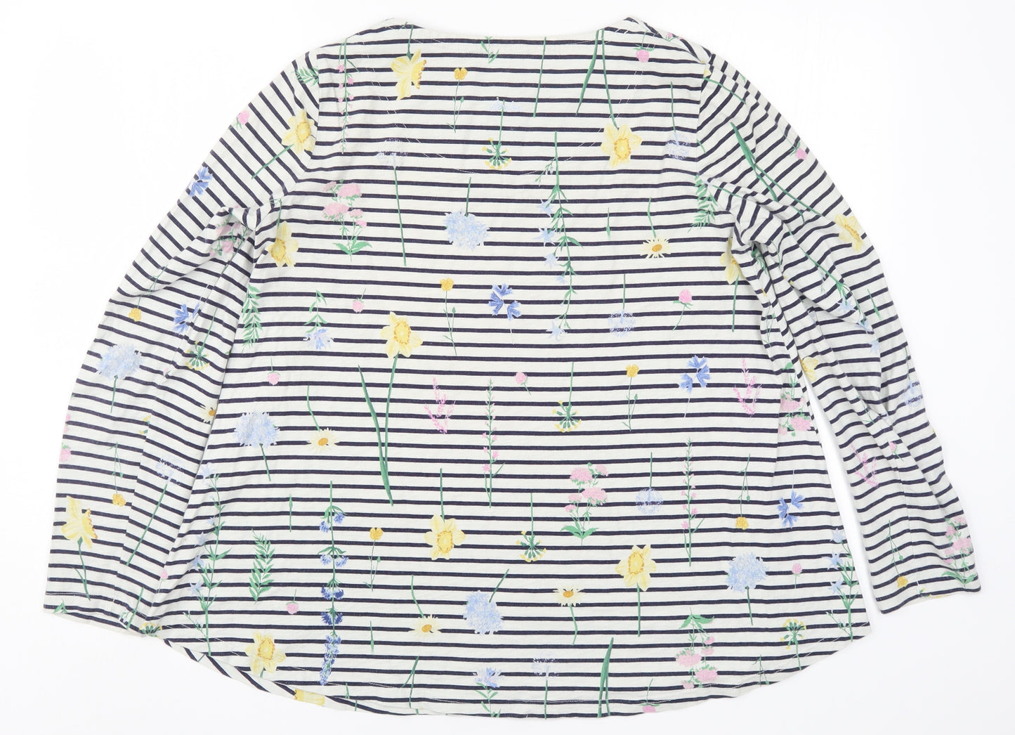 Joules Womens Multicoloured Striped  Basic T-Shirt Size 14  - Flowers