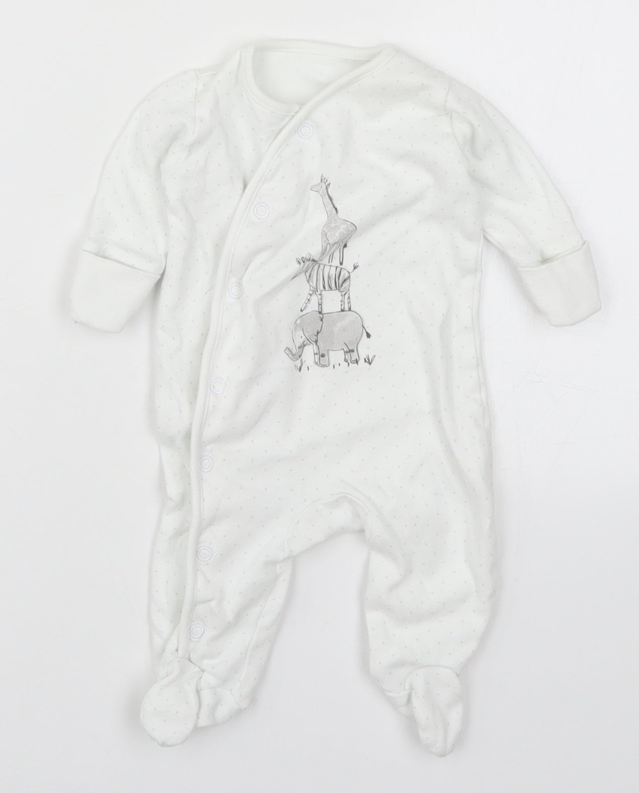 Matalan Baby White Polka Dot  Cami One Piece Size Newborn  - Animals