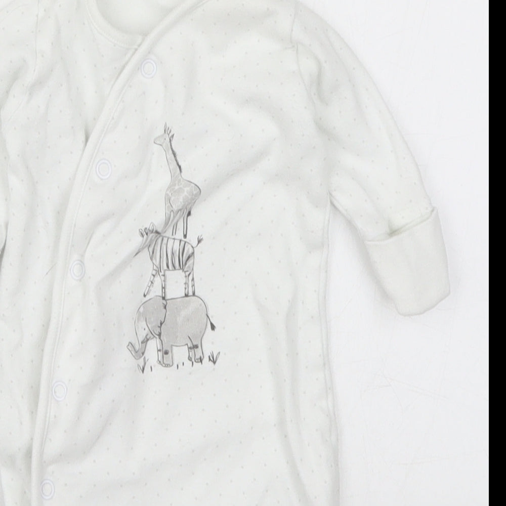 Matalan Baby White Polka Dot  Cami One Piece Size Newborn  - Animals