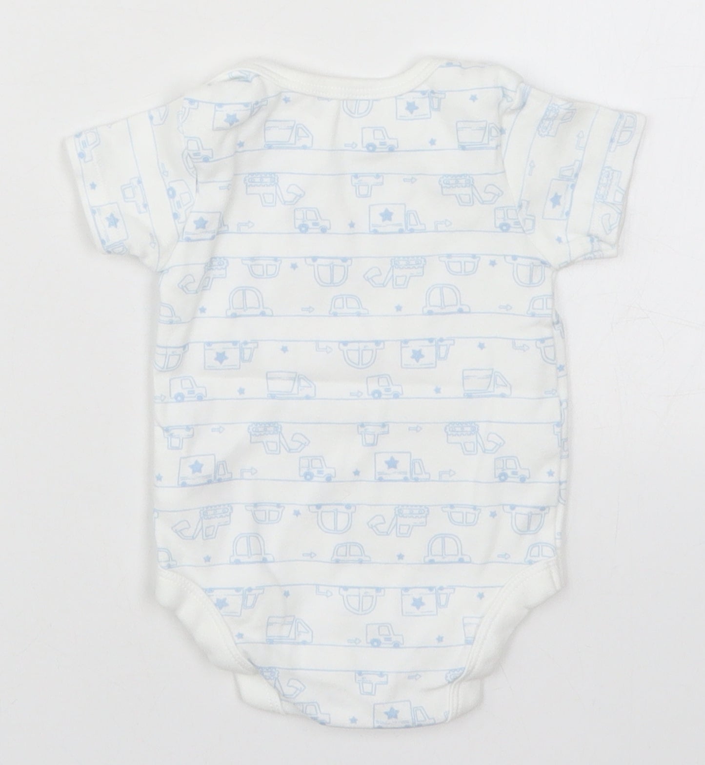 TU Baby White   Babygrow One-Piece Size 3-6 Months  - Blue Cars