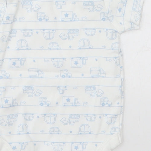 TU Baby White   Babygrow One-Piece Size 3-6 Months  - Blue Cars