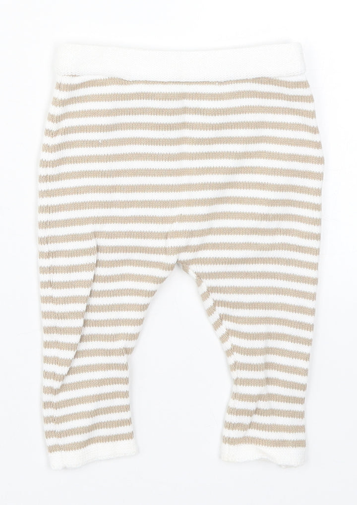 Matalan Baby Beige Striped Knit Sweatpants Trousers Size 3-6 Months - Loungewear