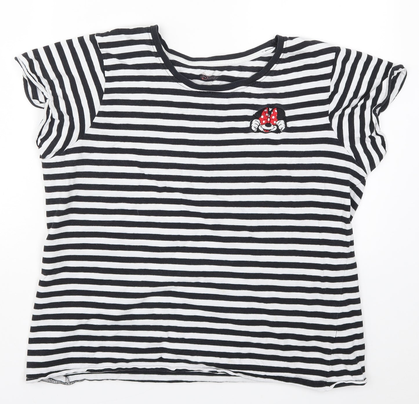 Primark Womens Black Striped  Top Pyjama Top Size 14  - Minnie Mouse
