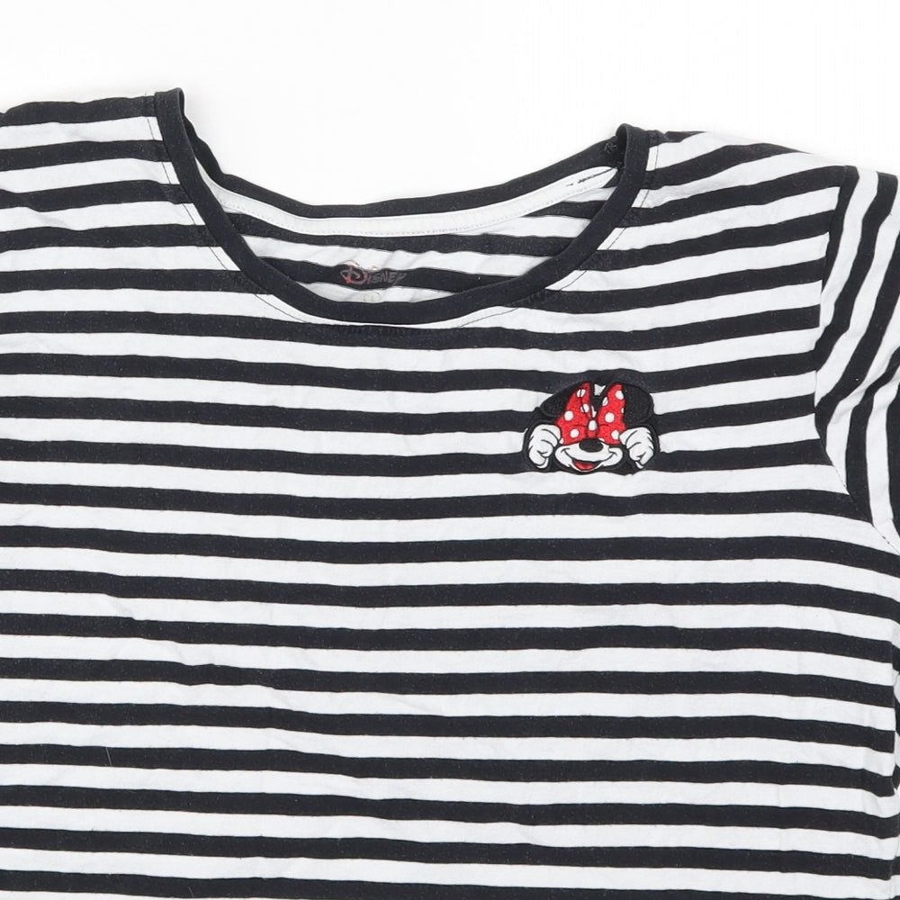 Primark Womens Black Striped  Top Pyjama Top Size 14  - Minnie Mouse