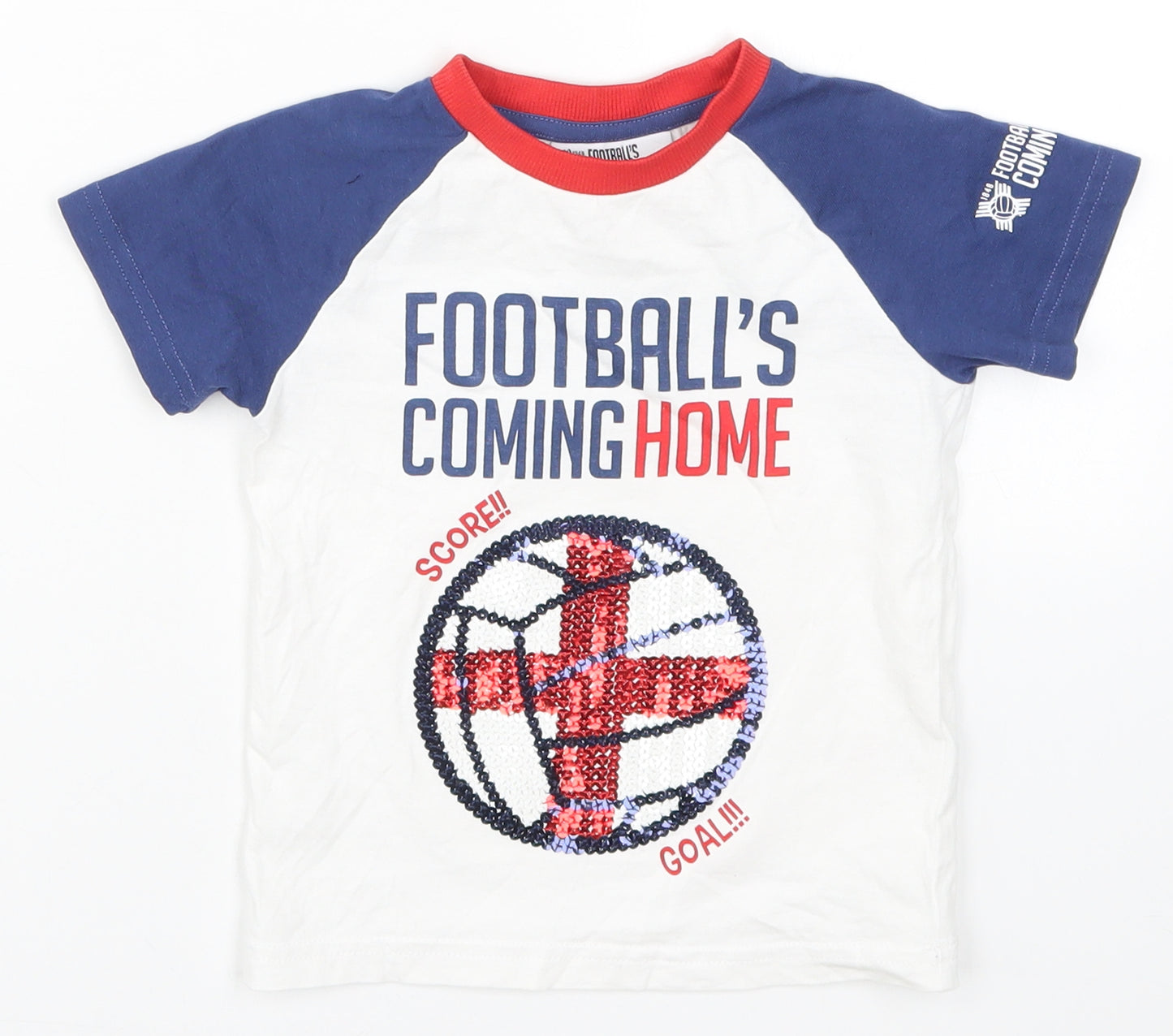 Tesco Boys Multicoloured   Basic T-Shirt Size 18-24 Months  - Footballs Coming Home