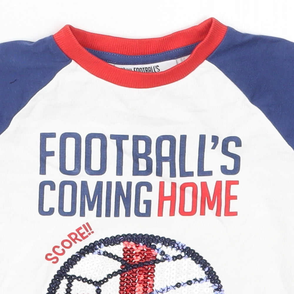 Tesco Boys Multicoloured   Basic T-Shirt Size 18-24 Months  - Footballs Coming Home