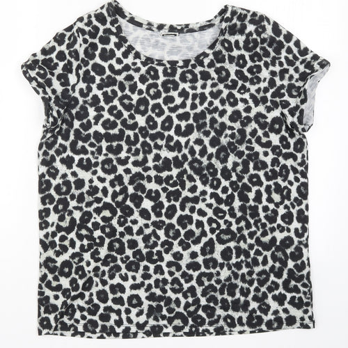 Pimkie Womens Grey Animal Print  Basic T-Shirt Size M