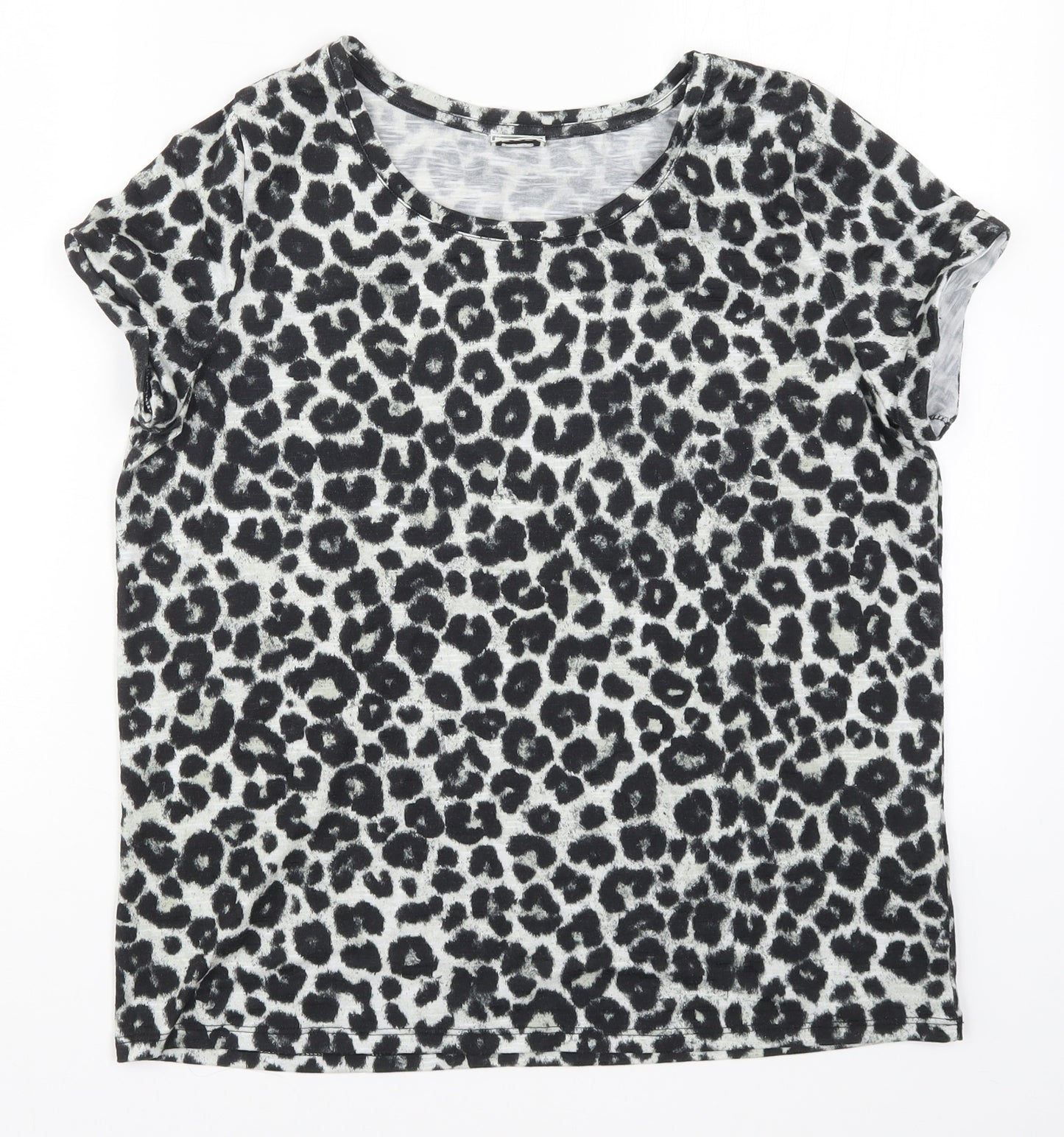 Pimkie Womens Grey Animal Print  Basic T-Shirt Size M