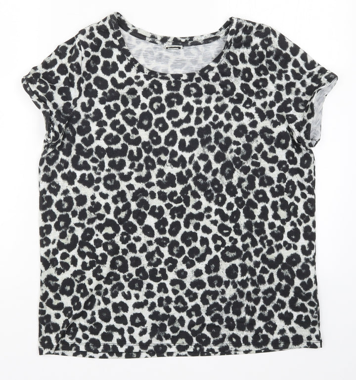 Pimkie Womens Grey Animal Print Basic T-Shirt Size M