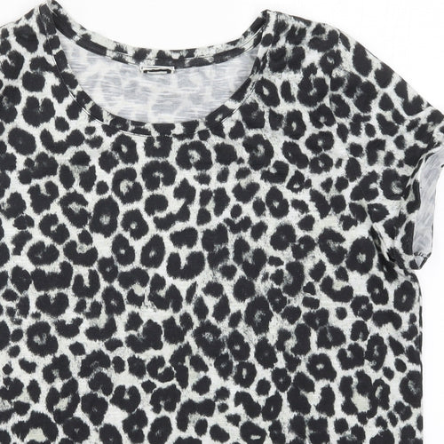 Pimkie Womens Grey Animal Print  Basic T-Shirt Size M