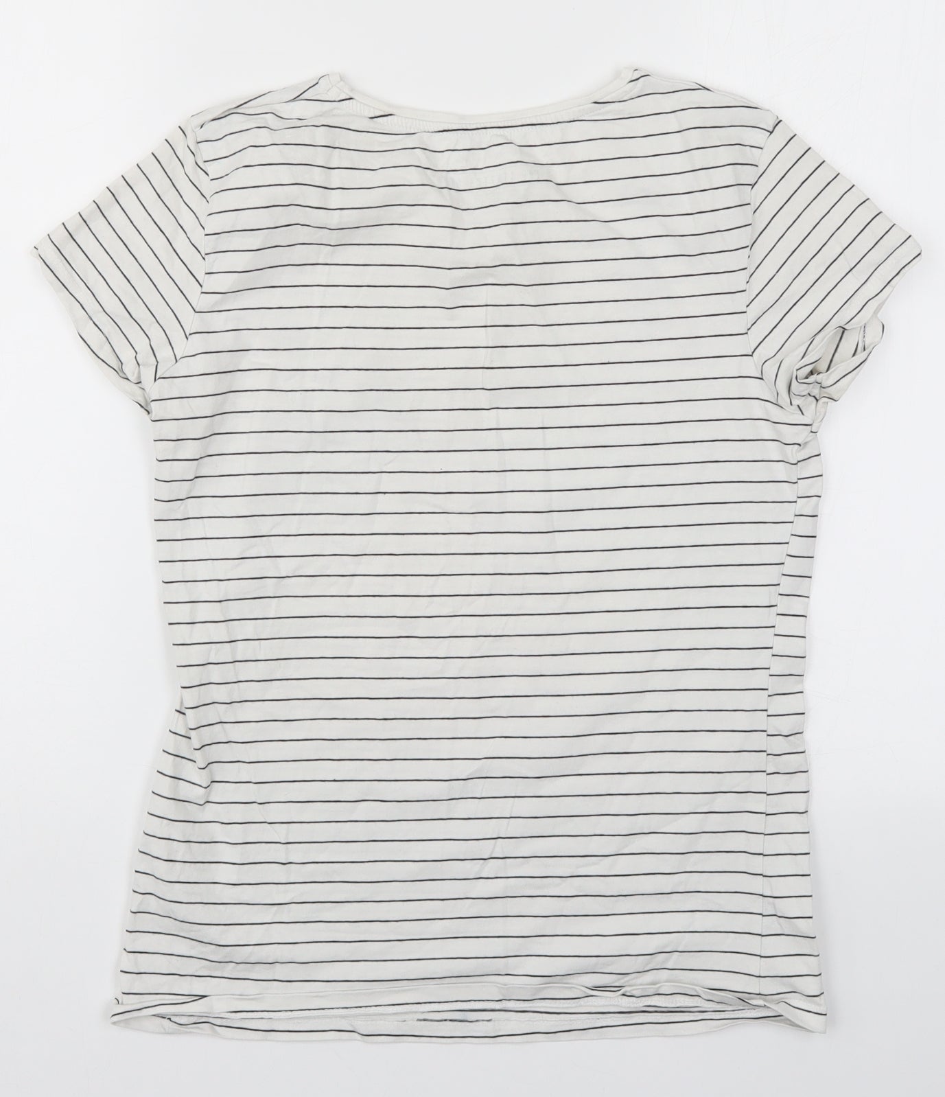 Atmosphere Womens White Striped  Basic T-Shirt Size 14