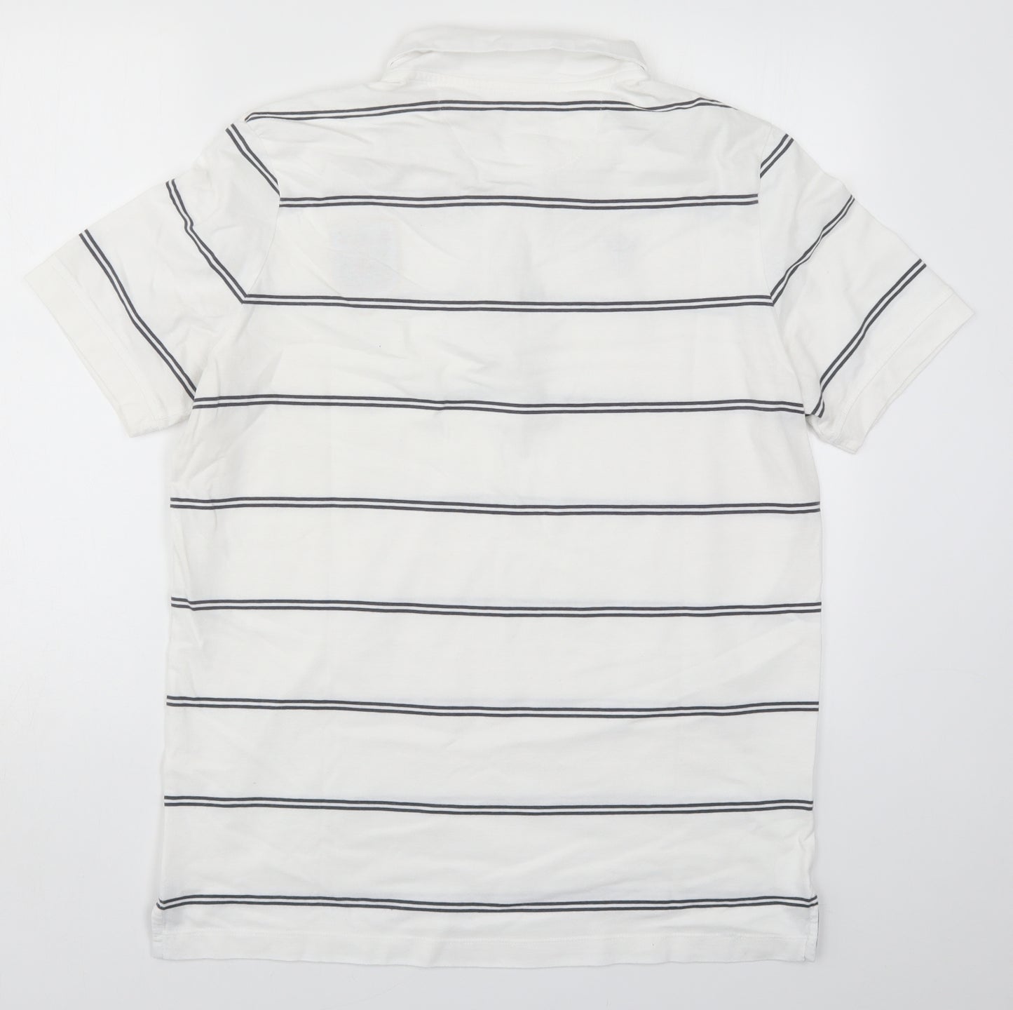 Macron Mens White Striped   Polo Size 2XL  - Cardiff RFC