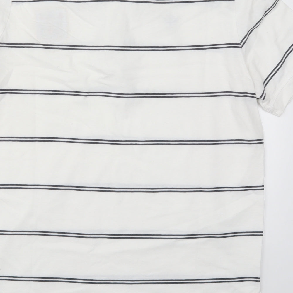 Macron Mens White Striped   Polo Size 2XL  - Cardiff RFC