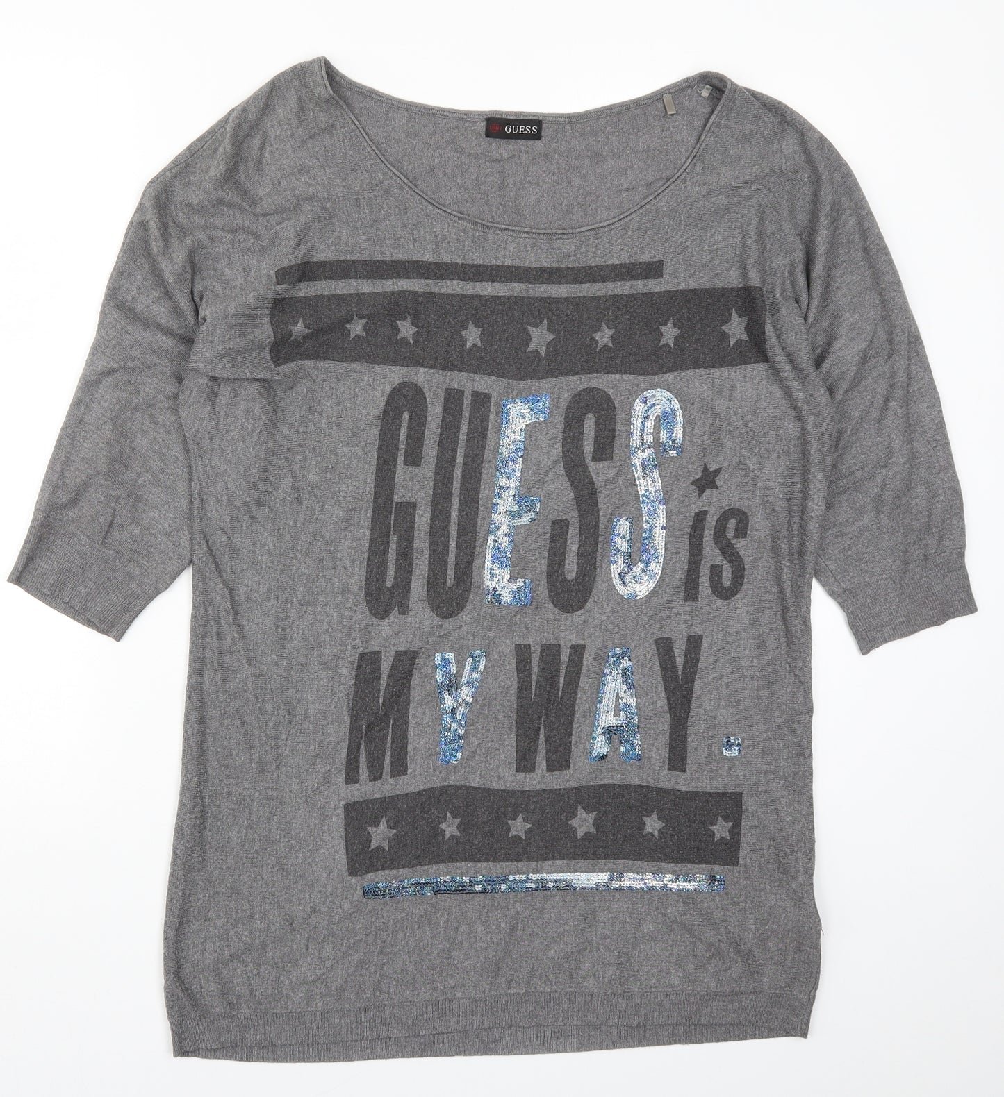 GUESS Womens Grey  Knit Pullover Jumper Size M  - Guess is My Way