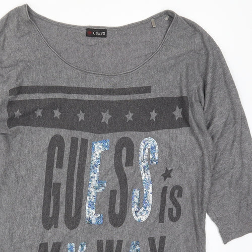 GUESS Womens Grey  Knit Pullover Jumper Size M  - Guess is My Way