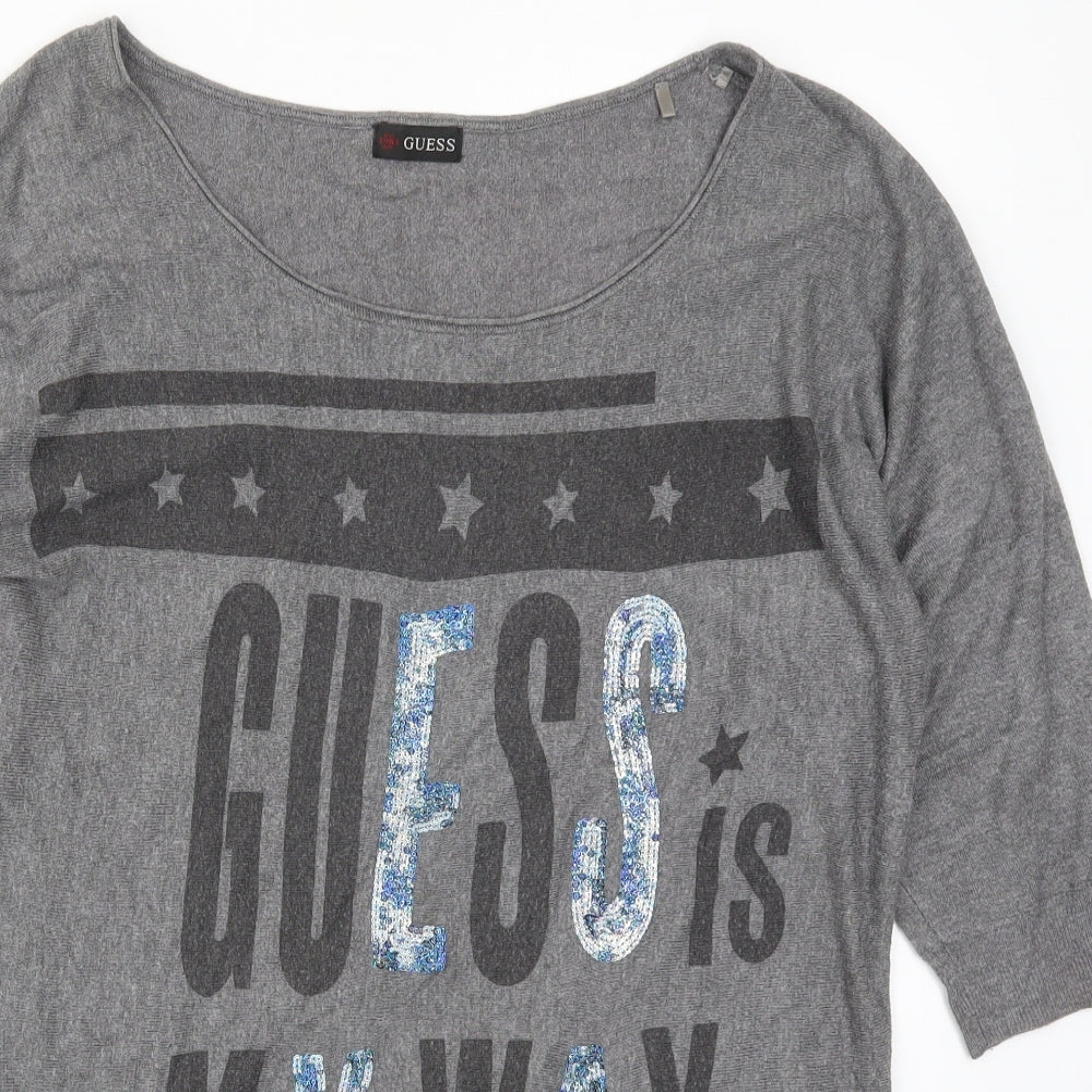 GUESS Womens Grey  Knit Pullover Jumper Size M  - Guess is My Way