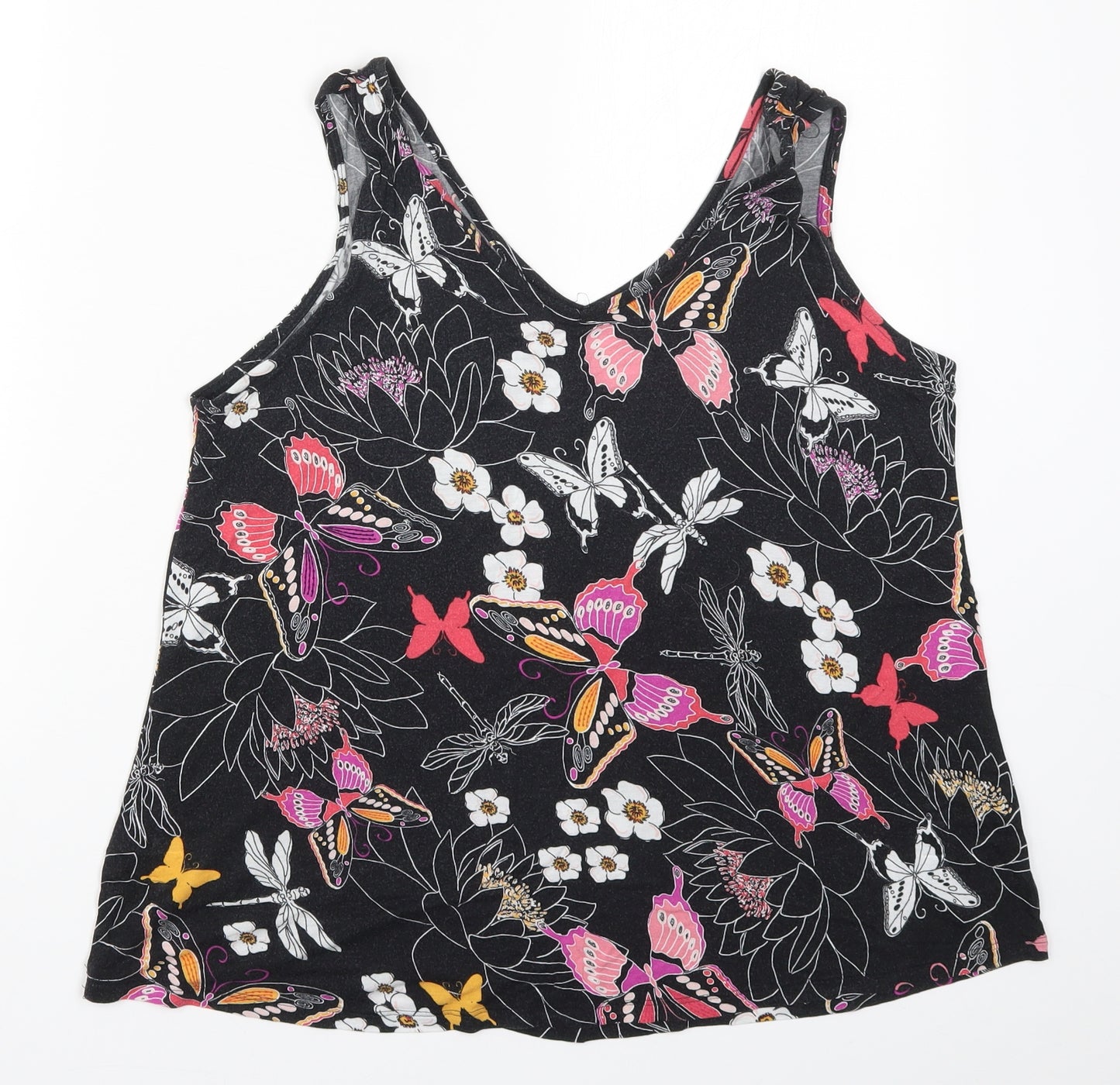 Marks and Spencer Womens Multicoloured   Basic Tank Size 14  - Butterflies