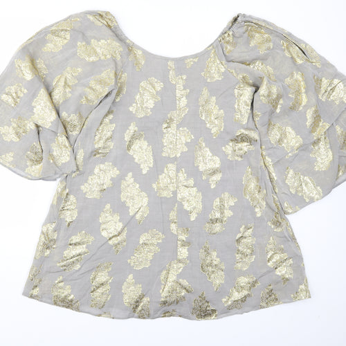 Chelsea Girl Womens Grey Geometric  Basic Blouse Size 10  - Gold