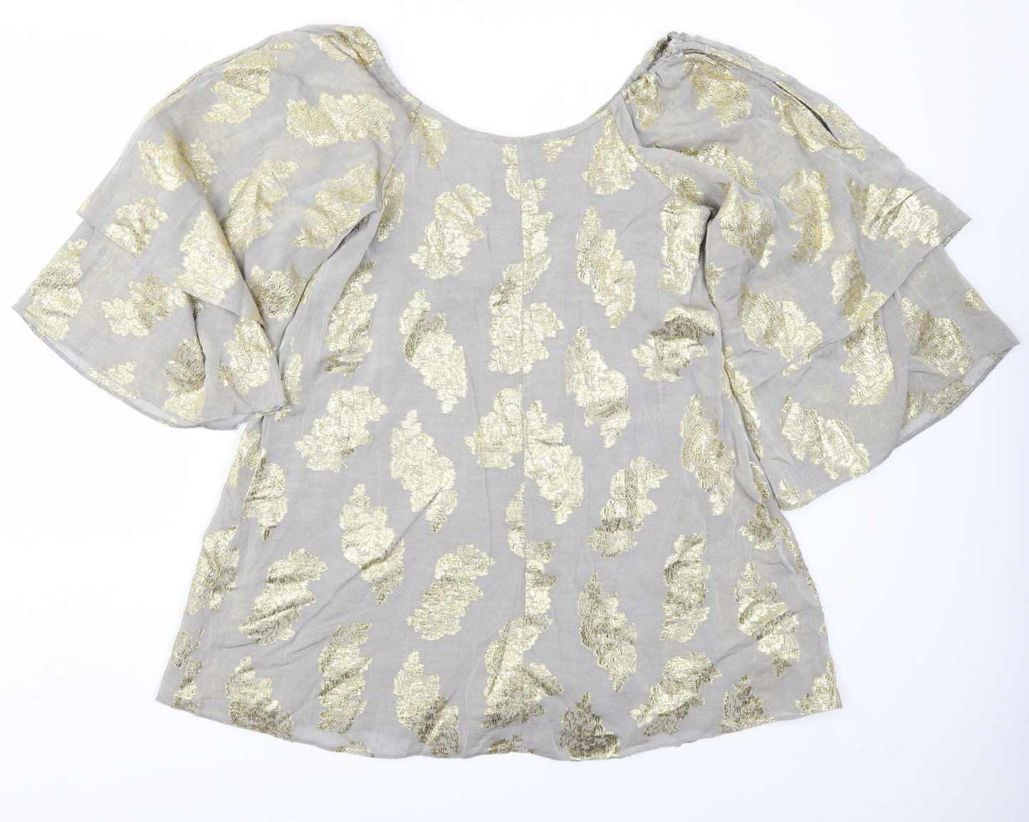 Chelsea Girl Womens Grey Geometric  Basic Blouse Size 10  - Gold
