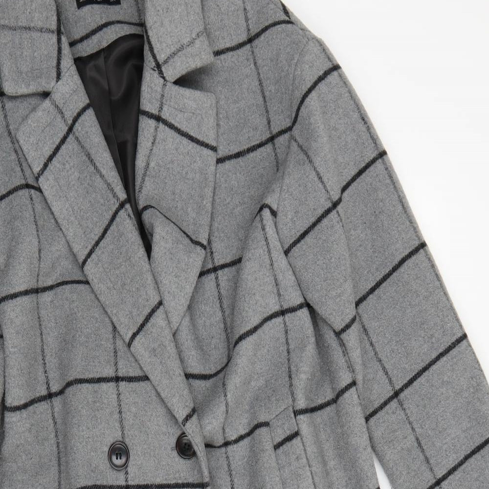F&F Womens Grey Check  Pea Coat Coat Size 14
