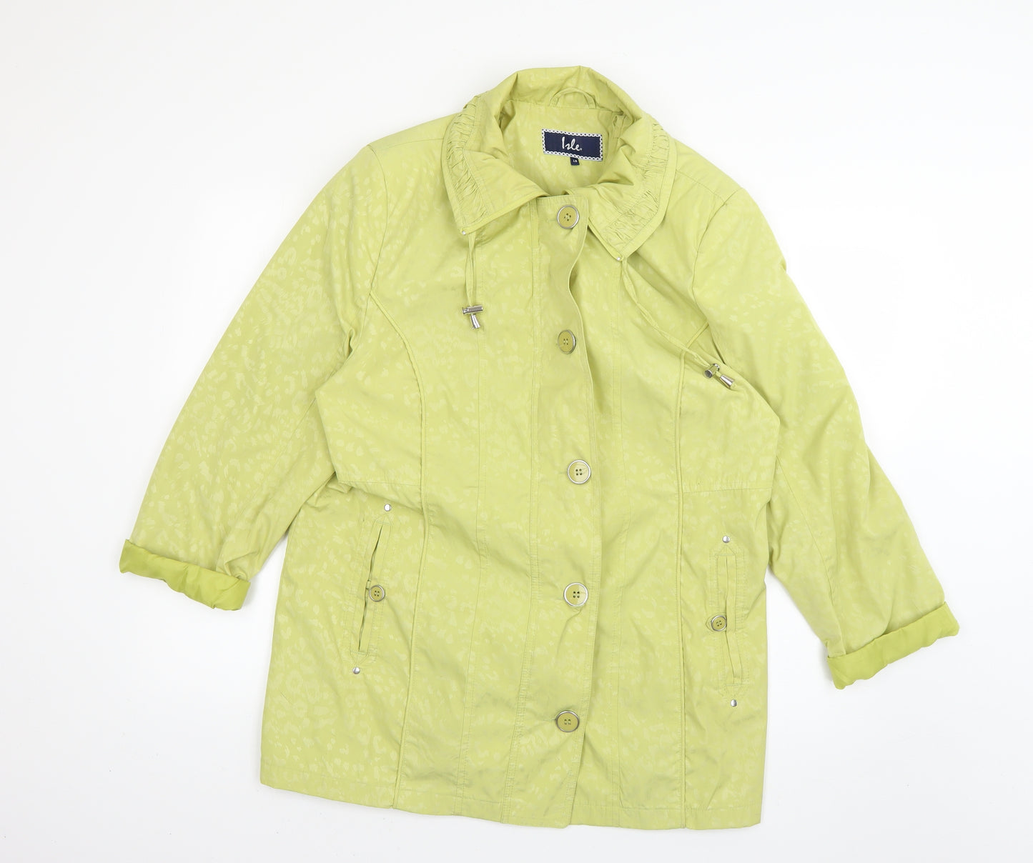isle Womens Green Animal Print  Rain Coat Coat Size 18