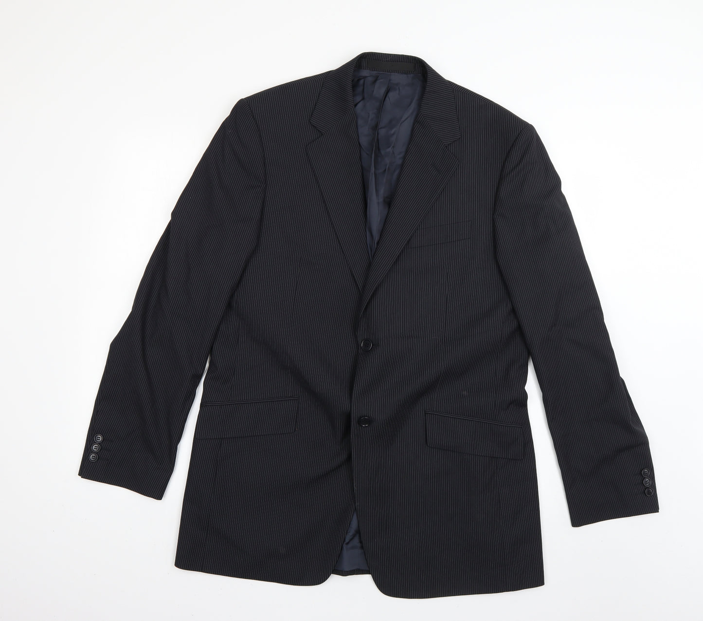 Marks and Spencer Mens Blue Striped  Jacket Blazer Size L
