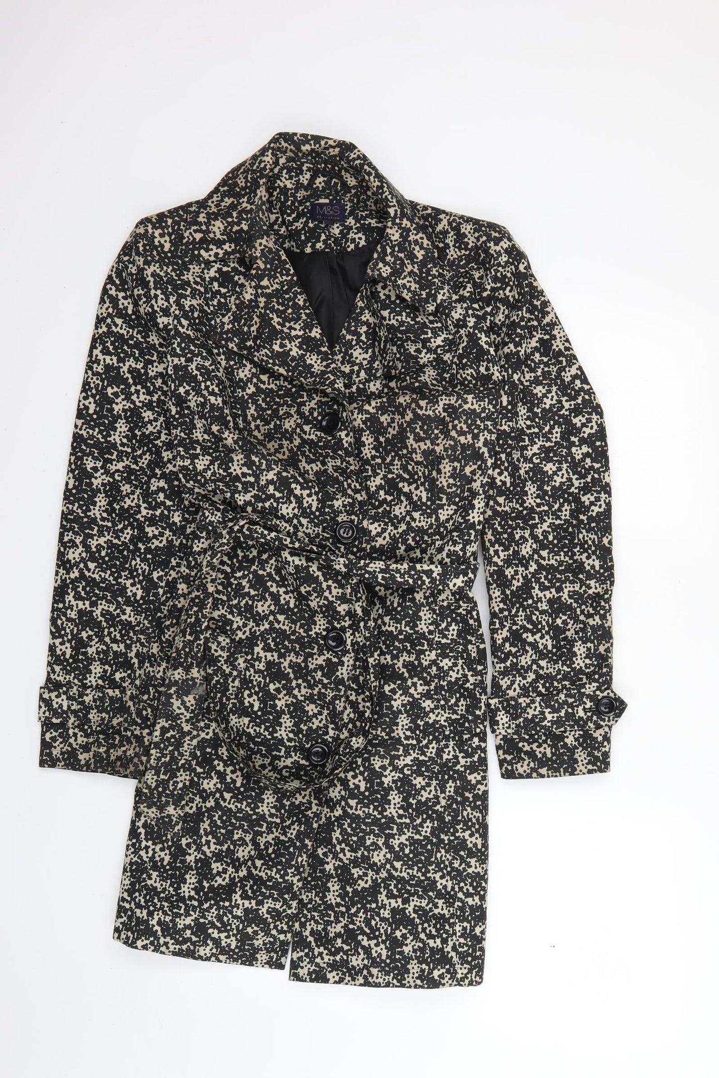 Marks and Spencer Womens Brown Geometric  Rain Coat Coat Size 8