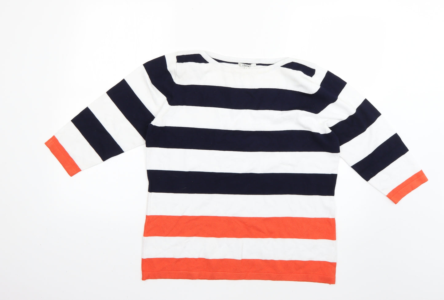 text Womens Multicoloured Striped  Pullover Jumper Size L