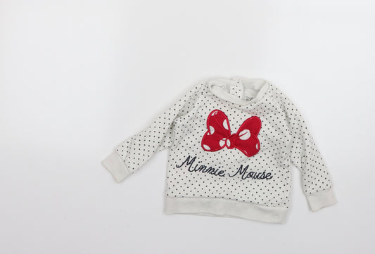 Front view of Primark Baby Multicoloured Polka Dot jumper, size 9-12, Months