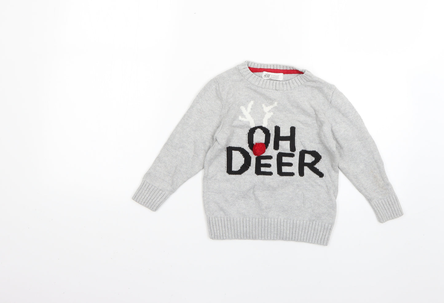 H&M Boys Grey   Pullover Jumper Size 3-4 Years