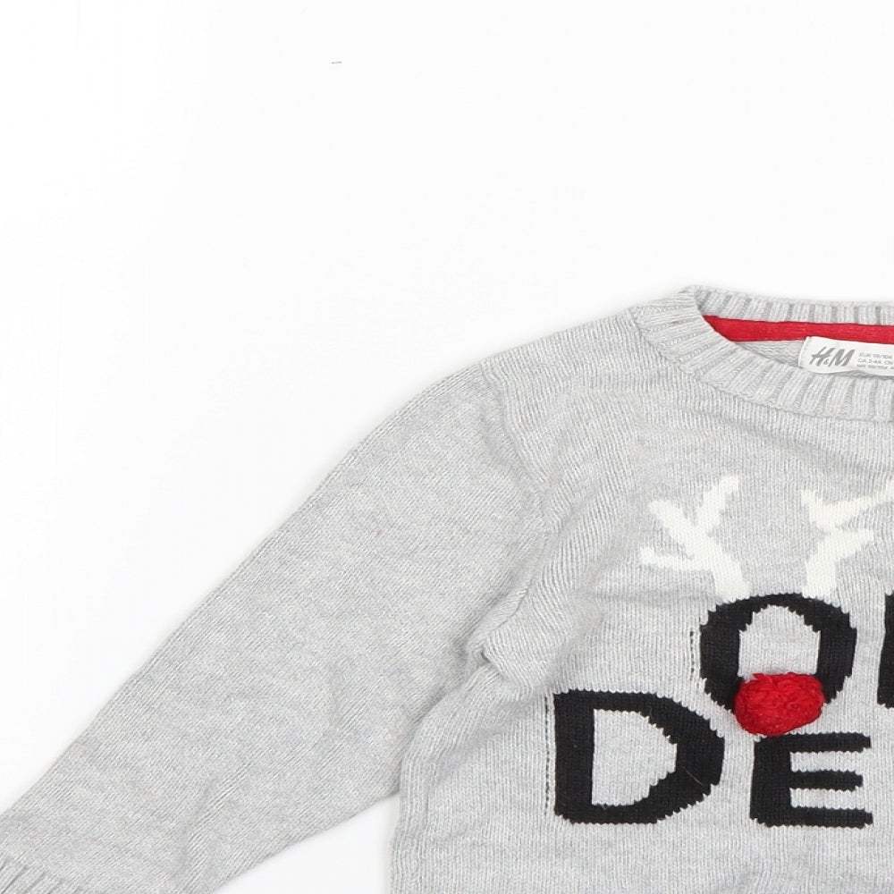 H&M Boys Grey   Pullover Jumper Size 3-4 Years