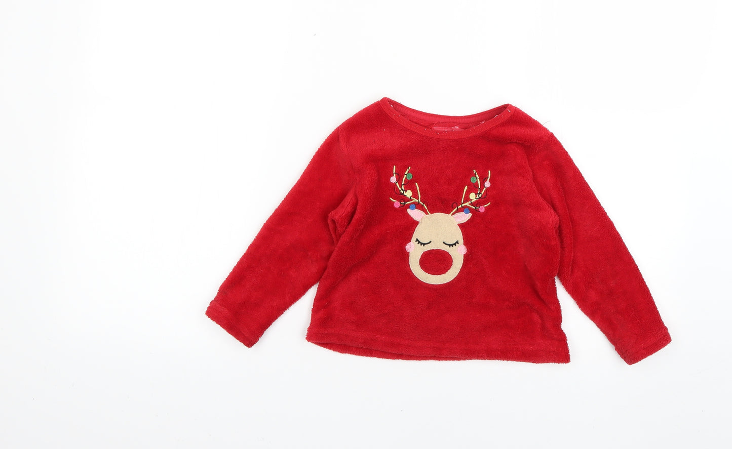 Primark Girls Red   Top Pyjama Top Size 2-3 Years  - Christmas