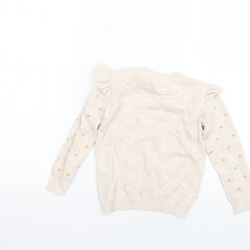 Primark Girls Beige Polka Dot  Pullover Jumper Size 5-6 Years