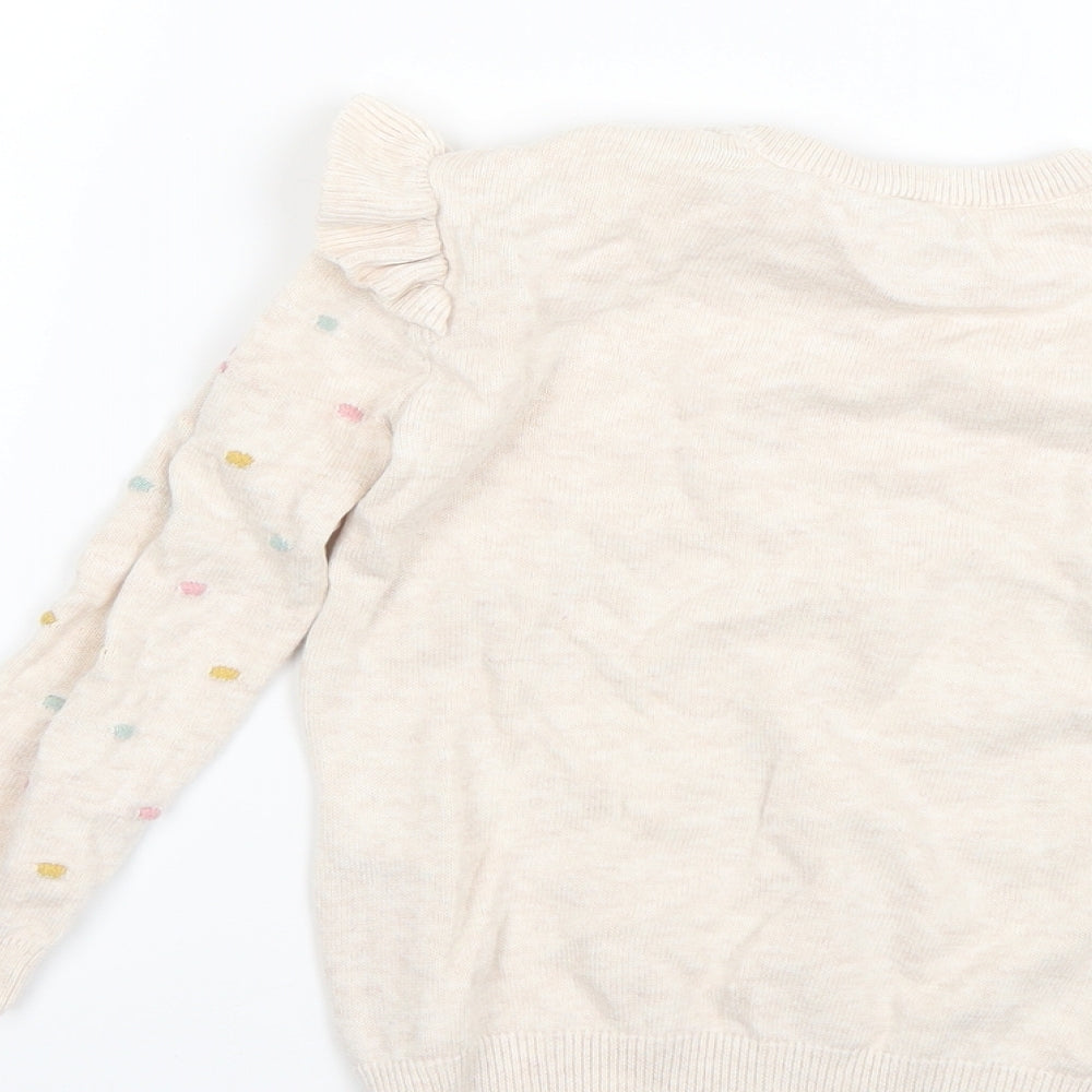 Primark Girls Beige Polka Dot  Pullover Jumper Size 5-6 Years